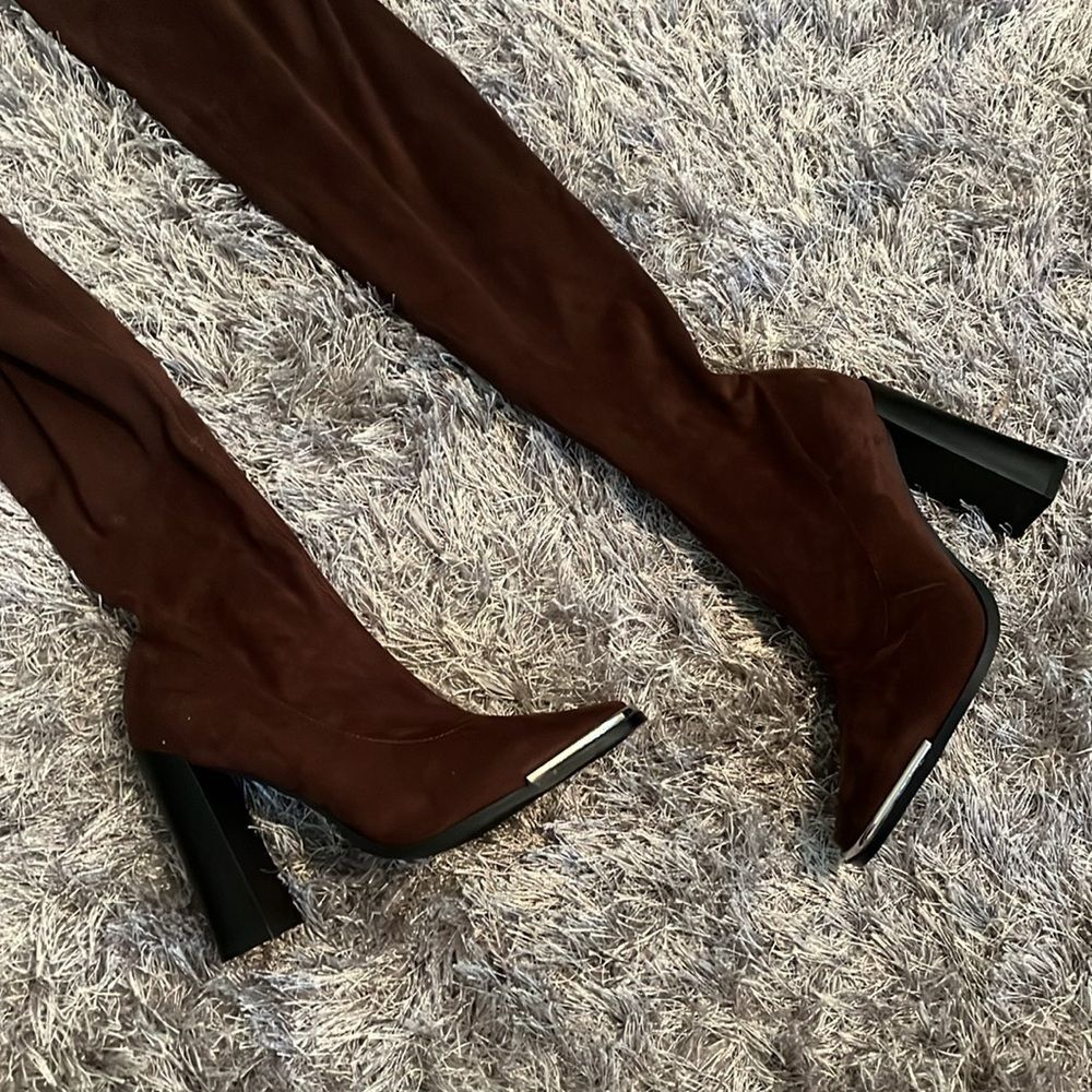 Brown suede boots